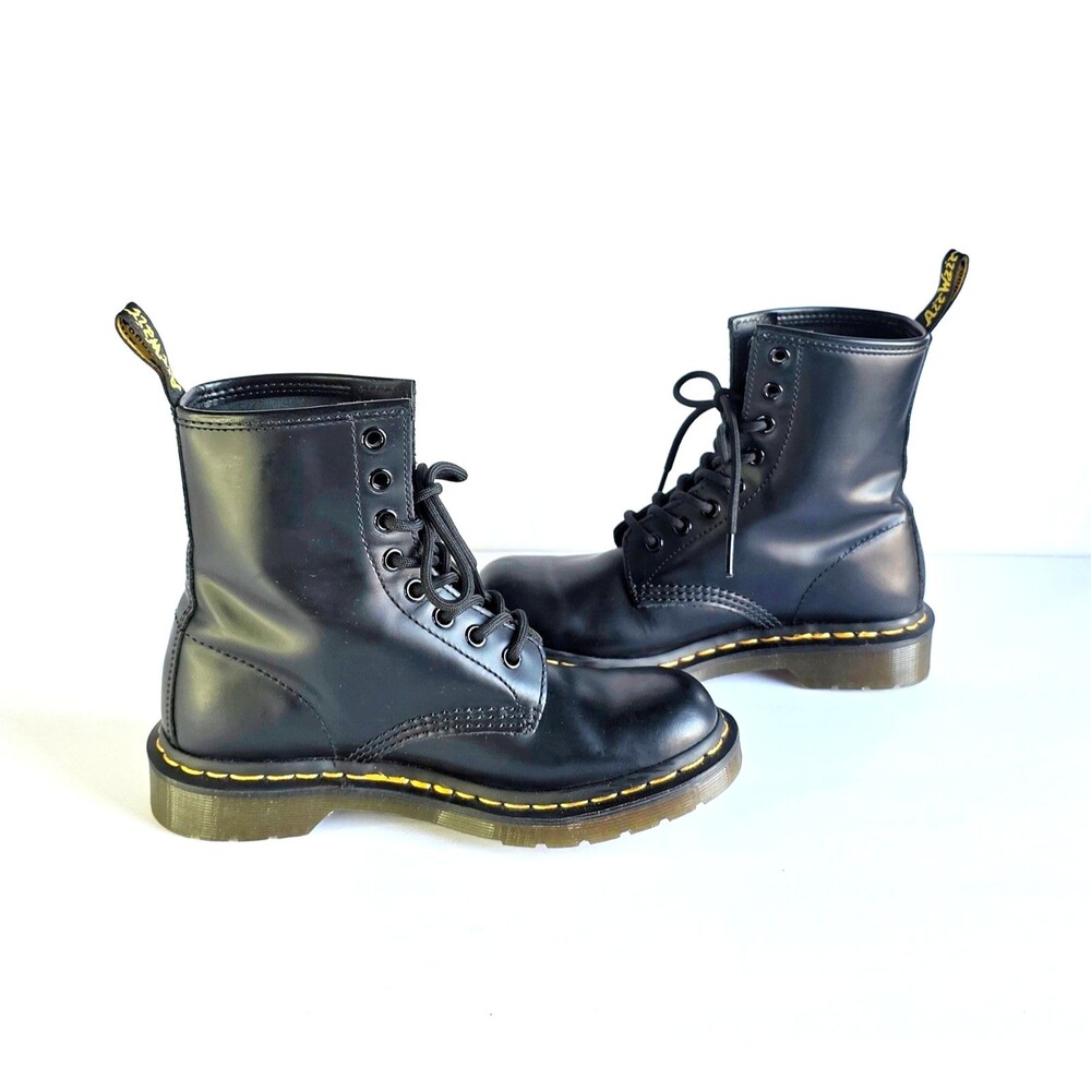 DR MARTENS 8-Eye Boots 1460 Women's Black Smooth Leather Lace Up Sz 6 37 - Picture 3 of 12